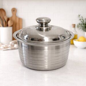 Stainless Steel Lidded Serving Bowl – Vintage Round Dish